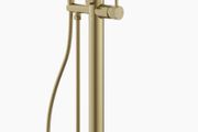 Brushed brass bath and shower mixer