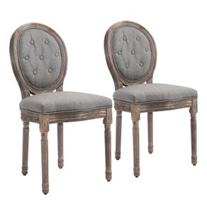 Set of 4 grey wash fabric rustic dining chairs