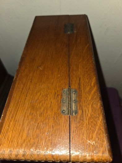 Antique Oak Church Box with Brass Cross
