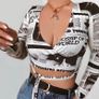 Long Sleeve Newspaper Pattern Top Image 3