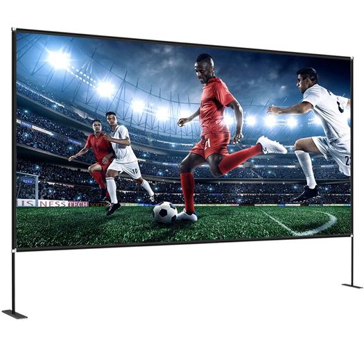 Outdoor Indoor  Movie Screen with Stand, 150" Portable Movie Screen, 16:9 HD Wide Angle Outdoor Projector Screen, Front & Rear Projection, with Storage Bag & Stand for Office Home Theater Outdoor Indoor