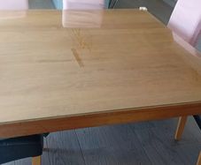 Solid wood square dining table and 8 dining chairs