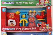 Lets Play Farm Yard / Fire Station / Police Station Sets, 18 euro each