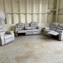 Axel Dark Grey, Light Grey & Black Leather Recliner Sofa Set Image 3