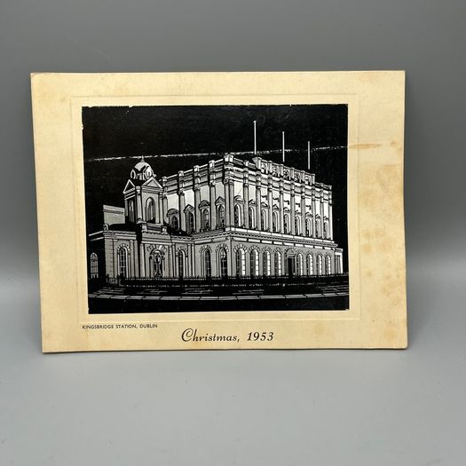 Vintage 1953 CIE Christmas Card Kingsbridge Station Dublin Irish Railway Heuston