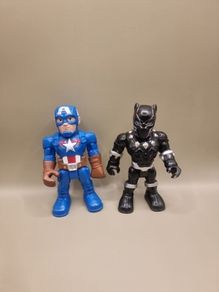 Hasbro Mega Mighties Marvel Captain America  and Black Panther Action Figures. 6 inches