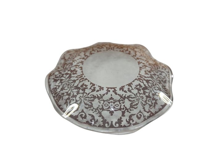 Vintage Glass Plate Hand Painted Gold Glass 12cm / 5 inches