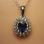 Natural Oval Sapphire, Zircon & Blue Appetite Halo Cluster Pendant Image 2