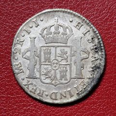 1802  Peru 2 Reales - Charles IV  Reales - Charles IV bust of Charles IV Spanish Colonial Silver coin