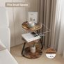 Side Table, Small Round Coffee Table with 3 Color LED Lights, End Table with 3 Tier Storage Shelves, Bedside Sofa Side Tables for Living Room Bedroom, Rustic Brown Image 3