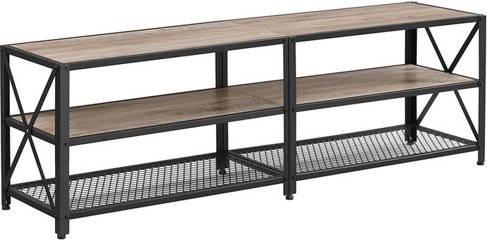 TV Cabinet, TV Table, Lowboard for TVs up to 60 inches, TV Cabinet with Shelves, Steel Frame, TV Shelf for Living Room, Bedroom, Greige-Black