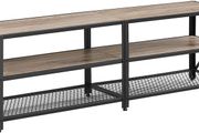 TV Cabinet, TV Table, Lowboard for TVs up to 60 inches, TV Cabinet with Shelves, Steel Frame, TV Shelf for Living Room, Bedroom, Greige-Black
