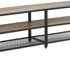 TV Cabinet, TV Table, Lowboard for TVs up to 60 inches, TV Cabinet with Shelves, Steel Frame, TV Shelf for Living Room, Bedroom, Greige-Black