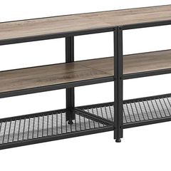 TV Cabinet, TV Table, Lowboard for TVs up to 60 inches, TV Cabinet with Shelves, Steel Frame, TV Shelf for Living Room, Bedroom, Greige-Black