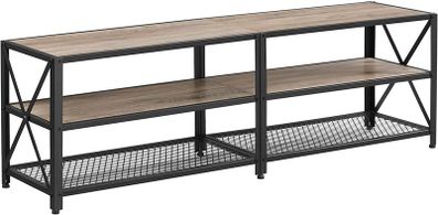 TV Cabinet, TV Table, Lowboard for TVs up to 60 inches, TV Cabinet with Shelves, Steel Frame, TV Shelf for Living Room, Bedroom, Greige-Black