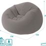 Beanless Bag Chair Inflating Furniture - Bean Bag - 1.14 m x 1.14 m x 71 cm, Grey (FREE POSTAGE) Image 6