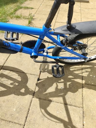 Small Blue BMX Bike for Kids ages 6 - 11, mudguards - stand included