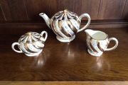 Vintage Sadler Gold and Cream teapot sugar bowl and creamer set