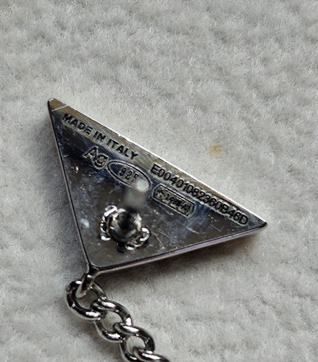 Prada Triangle Sterling Silver Chain Drop Earrings