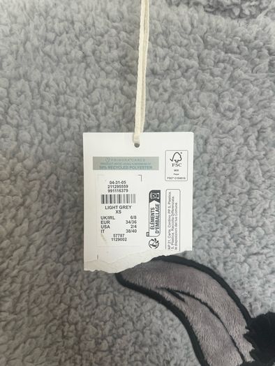Primark Shrek Donkey Grey Fleece Hoodie (Size XS UK 6/8)