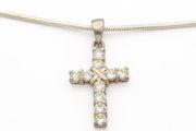 CZ Silver Cross On Gold Plated 925 Chain