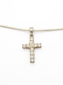 CZ Silver Cross On Gold Plated 925 Chain