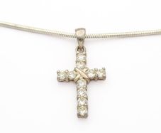 CZ Silver Cross On Gold Plated 925 Chain