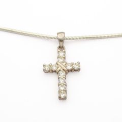 CZ Silver Cross On Gold Plated 925 Chain