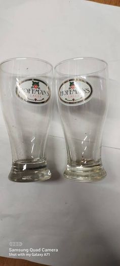 hoffman's lager x 2  half pints glasses rare item ,by cherry's brewery's waterford ,,very good condition,,buyer collects or pays postage thank you