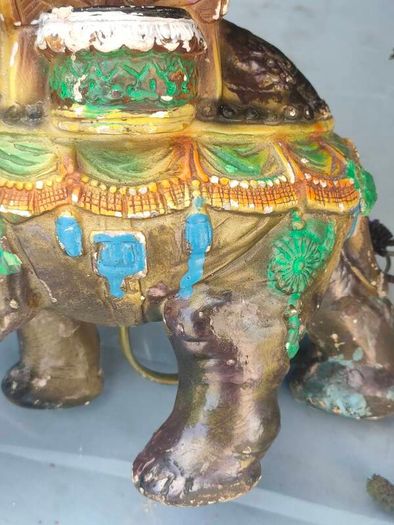 Early 20th Century Hindu Elephant plaster lamp