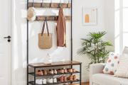 Large coat rack with bench, clothes rack