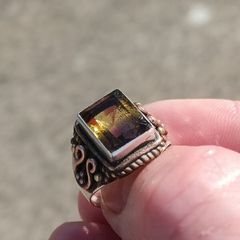 Large Green Citrine Sterling Silver Ring