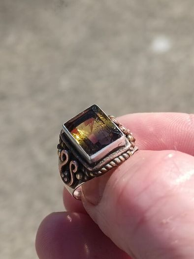 Large Green Citrine Sterling Silver Ring