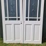 Matching set of 2 solid Oak double doors with stippled glass. Image 2