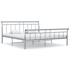 Bed Frame Grey Metal 160x200 cm