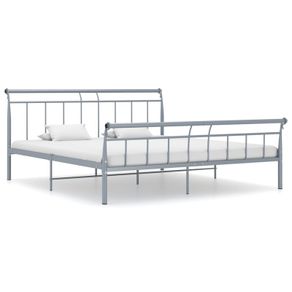 Bed Frame Grey Metal 160x200 cm