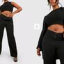 BNWT Boohoo black plus size crepe fold over waist detail trousers size UK20 EU48 Postage included Image 2