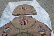WW1 Embroidered Linen Tray Runner and Tea Cosy
