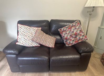2 Seater Leather Recliner and Armchair For Sale
