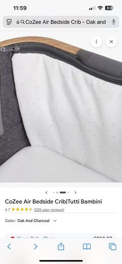 Tutti bambini cozee air bedside bed