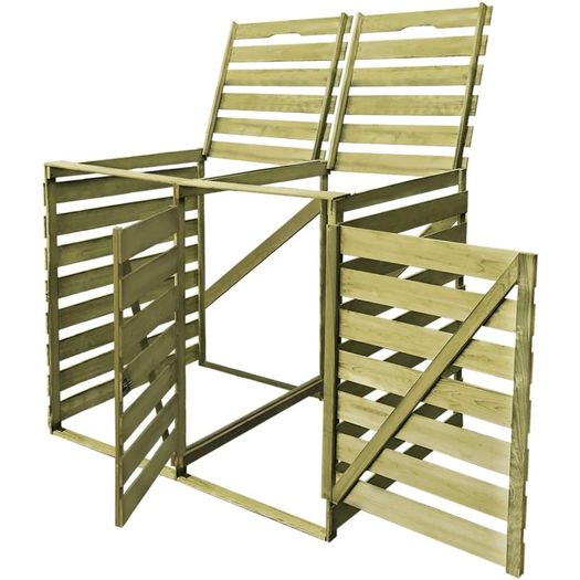 Double Wheelie Bin Shed 240 L Impregnated Wood