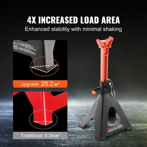 Jack Stands, 6 Ton (5,897.5 kg) Capacity Car Jack Stands Double Locking, 36.1 - 58.4 cm Adjustable Height, for lifting SUV