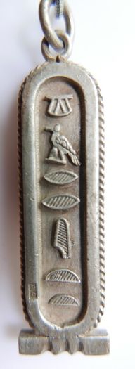 Vintage 925 Sterling Silver Egyptian Cartouche Design Charm pendant Hallmarked, and chain L 16" - 14,83g