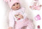 Realistic Reborn Dolls 22inch 55cm Lifelike Baby Dolls Soft Silicone Vinyl Weighted Cloth Body with Feeding Kit Reborn Dolls Girls (FREE POSTAGE)