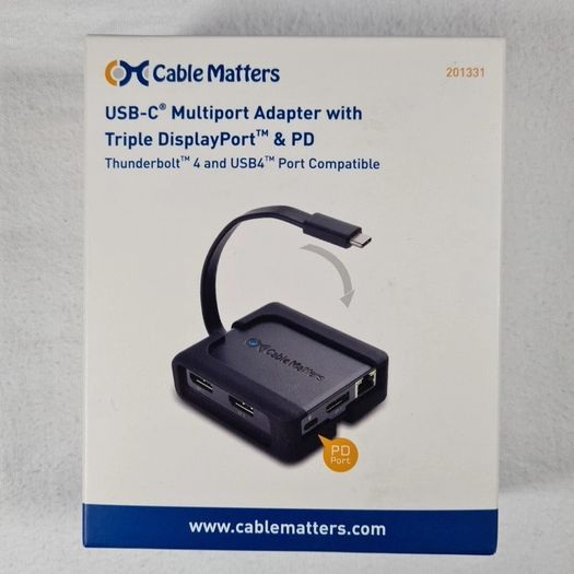 Cable Matters - USB-C Multiport Adapter with Triple DisplayPort & PD