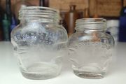 498 - Set of 2 Vintage Clear Glass Screw Cork Top Collectible Decorative BrylCreem Jars
