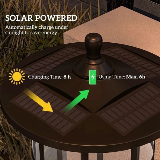 Set of Two 1.8m Traditional Style Solar Lamp Posts - Black
