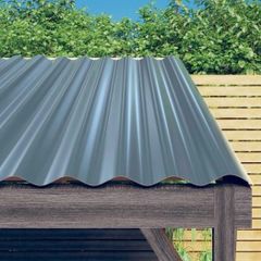 Roof Panels 12 pcs Galvanised Steel Grey 100x36 cm