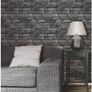 FREE P&P Rustic Brick Wallpaper, Silver/Black Image 2