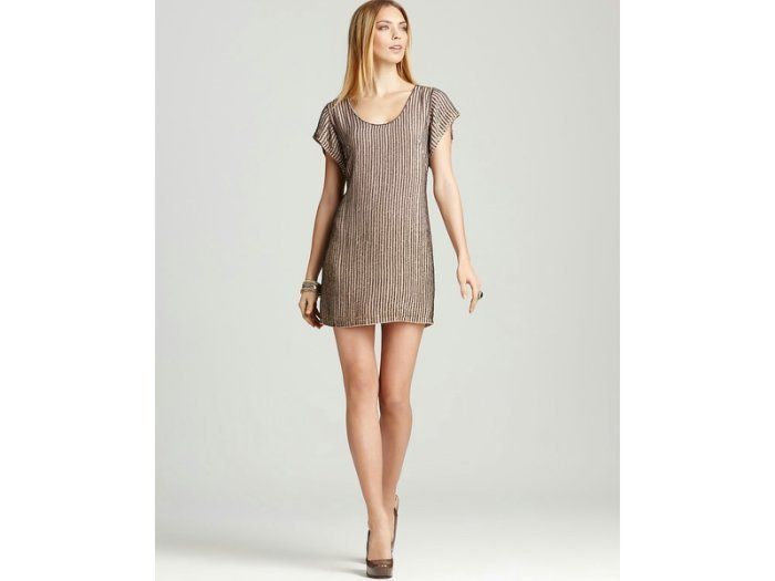 French Connection Gold Sequin Embellished Dress